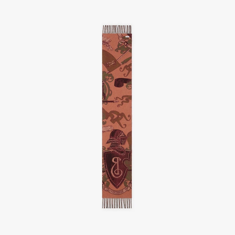 Etched Knight Cashmere Scarf in Oxblood red | Burberry® Official