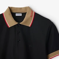 Logo Collar Cotton Polo Shirt in Black - Men | Burberry® Official
