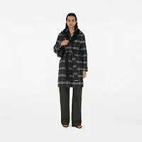 Reversible Wool Hooded Wrap Coat in Black/snug - Women | Burberry® Official