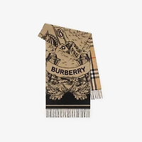 Wide Reversible EKD Cashmere Scarf in Archive beige | Burberry® Official