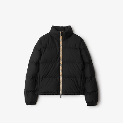 Check Trim Ambleside Puffer Jacket in Black - Women | Burberry® Official