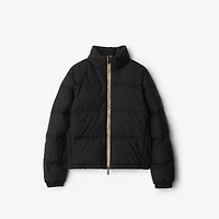 Check Trim Ambleside Puffer Jacket in Black - Women | Burberry® Official