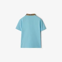 Check Collar Cotton Polo Shirt in Lizard | Burberry® Official