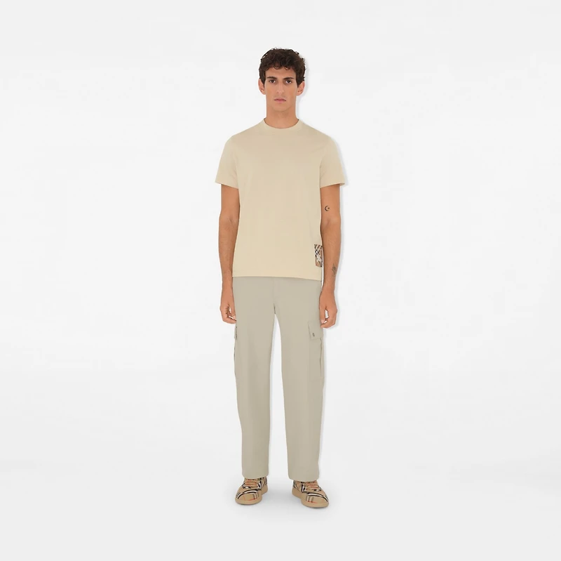 Check Label Cotton T-shirt in Nutmeg - Men | Burberry® Official