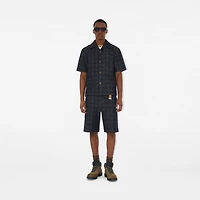 Relaxed Fit Check Denim Shirt in Indigo blue - Men, Cotton | Burberry® Official