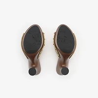 Check Leather Potter Mules​ in Limestone beige - Women | Burberry® Official