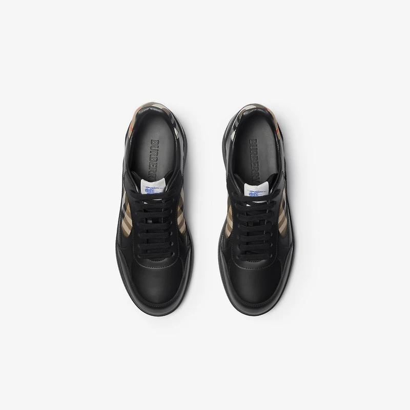 Leather and Check Terrace Sneakers​ in /sand