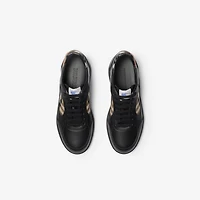 Leather and Check Terrace Sneakers​ in /sand