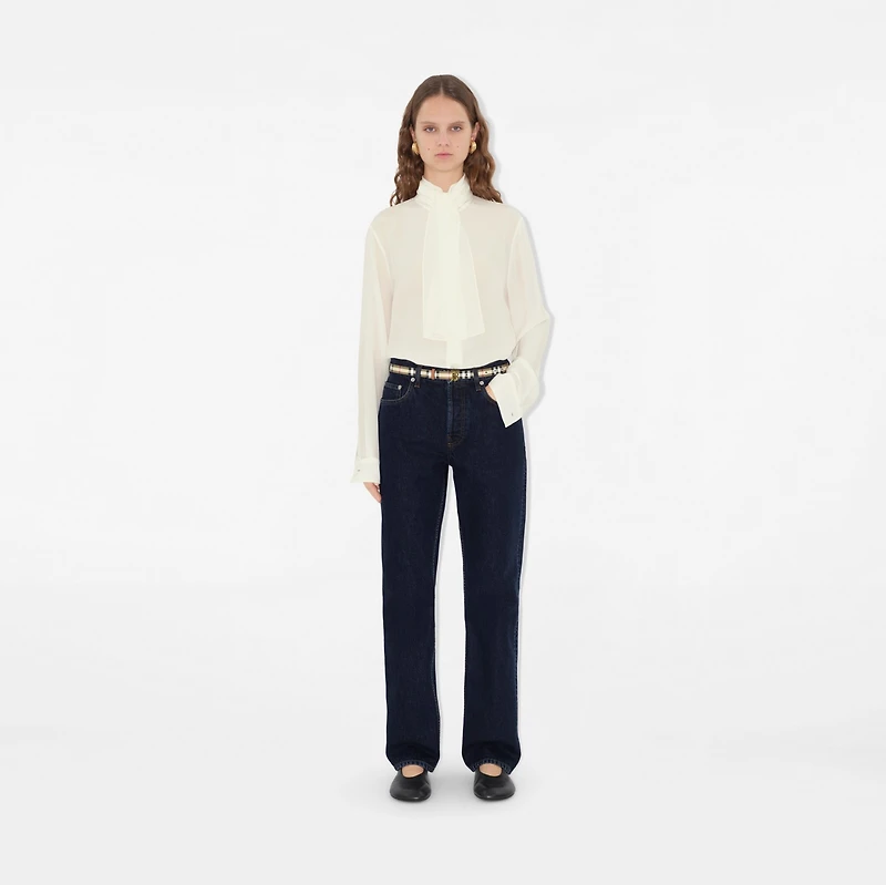 Thin Check TB Belt in Archive beige/light gold - Women | Burberry® Official