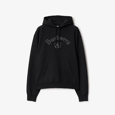 Gothic Logo Cotton Hoodie in Black - Men | Burberry® Official