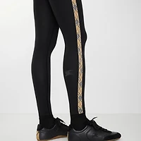 Check Trim Stretch Nylon Leggings in Black - Women | Burberry® Official