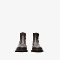 Leather Pembroke Boots in Moorhen brown - Men | Burberry® Official