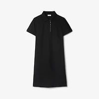Check Trim Cotton Polo Shirt Dress in Black - Women | Burberry® Official