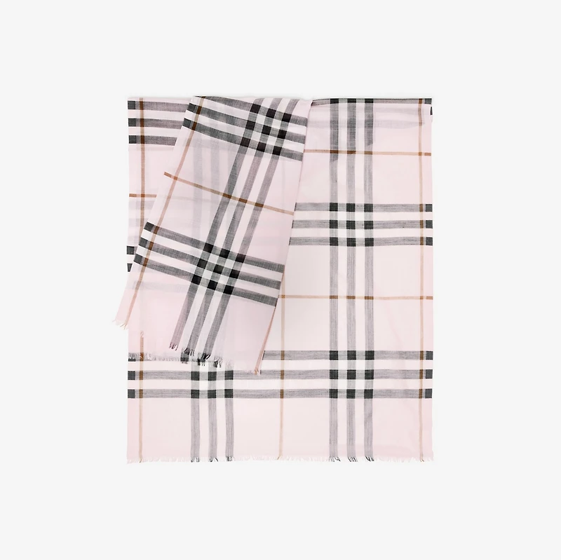 Check Wool Silk Scarf in Pale candy pink | Burberry® Official