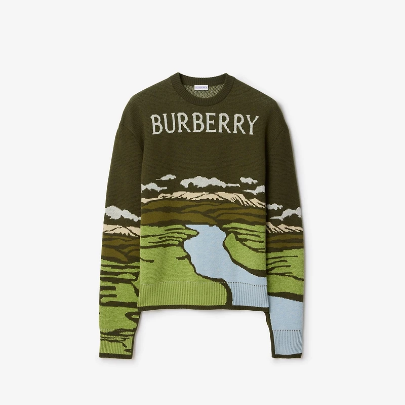 Landscape Wool Blend Sweater in Juniper green - Men | Burberry® Official