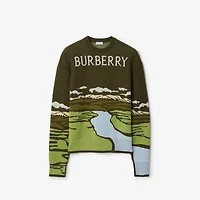 Landscape Wool Blend Sweater in Juniper green - Men | Burberry® Official