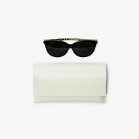 Tubular Check Round Sunglasses​ in Black - Women | Burberry® Official