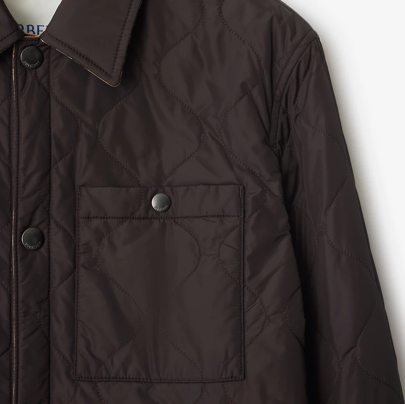Reversible Quilted Nylon Overshirt in Clove brown - Men | Burberry® Official