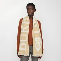 Logo Wool Scarf in Sand | Burberry® Official