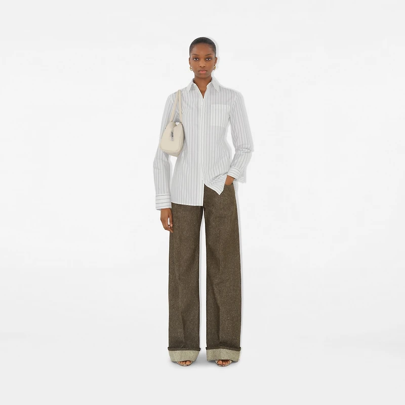 Regular Fit Striped Cotton Shirt in String/coal - Women | Burberry® Official