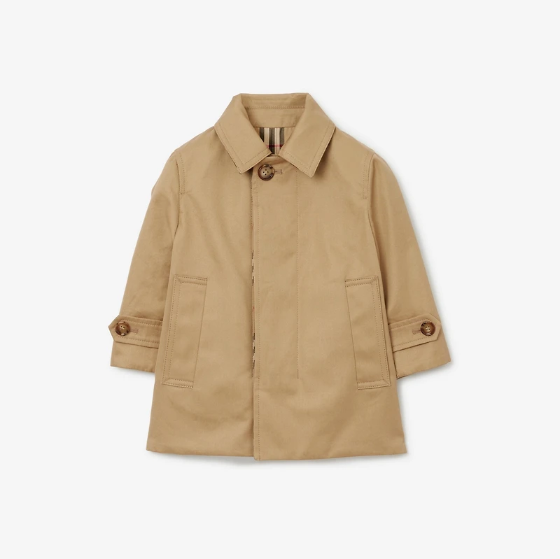Reversible Check Gabardine Car Coat in Archive beige | Burberry® Official