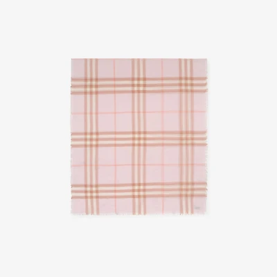 Wide Check Wool Scarf in Quartz pink | Burberry® Official