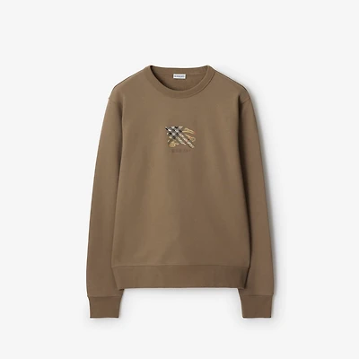EKD Check Cotton Sweatshirt in Clay brown - Men | Burberry® Official