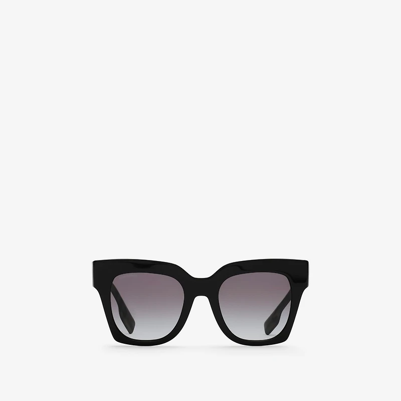 Check Square Sunglasses in Black/beige - Women | Burberry® Official