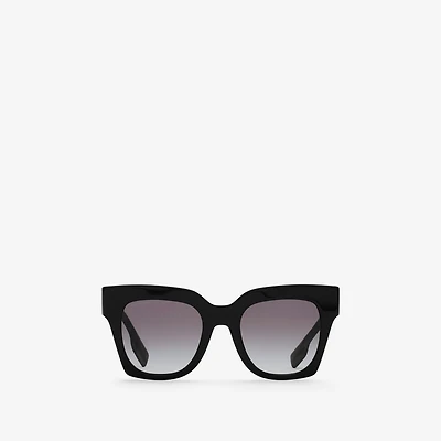Check Square Sunglasses in Black/beige - Women | Burberry® Official
