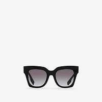 Check Square Sunglasses in Black/beige - Women | Burberry® Official