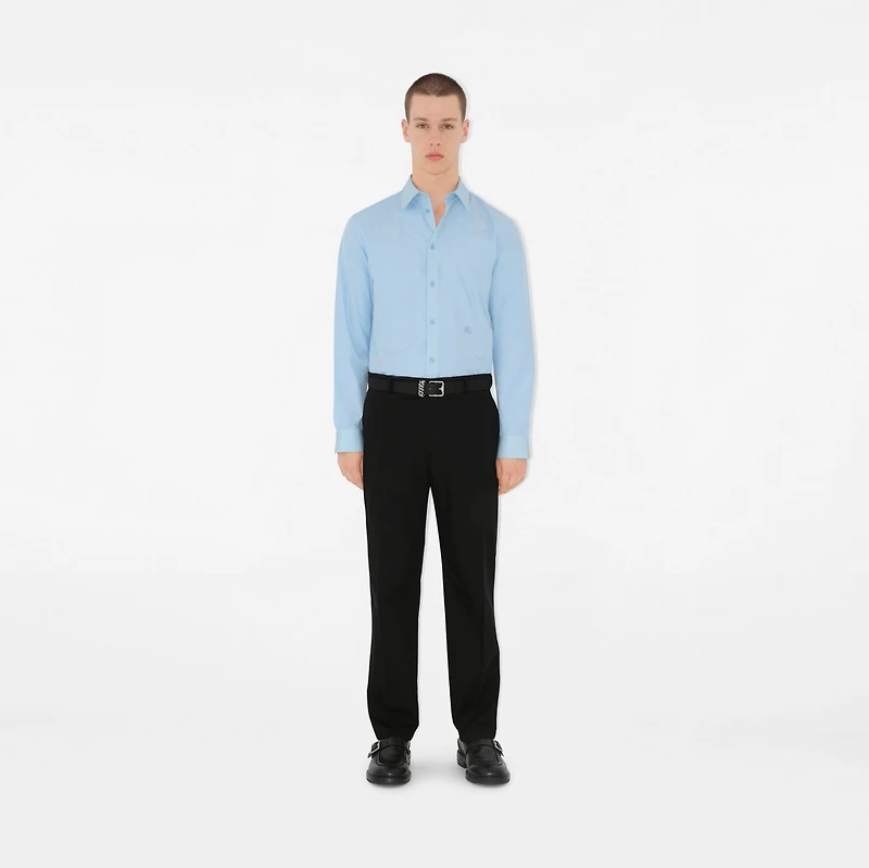Slim Fit Cotton Poplin Formal Shirt in Neptune blue - Men | Burberry® Official