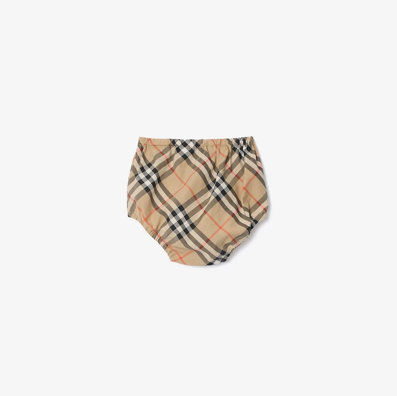 Check Cotton Dress with Bloomers in White - Children | Burberry® Official