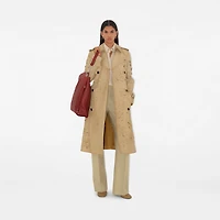 Long Cutout Daisy Suede Trench Coat in Tan - Women | Burberry® Official