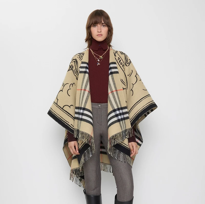 Stormy Knight Wool Cape in Sand | Burberry® Official
