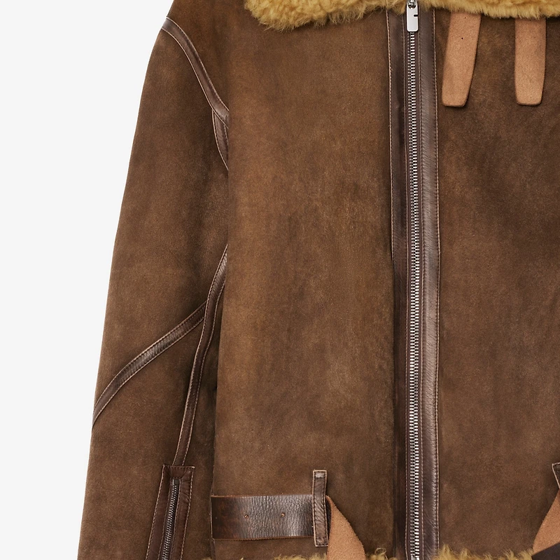 Shearling Aviator Jacket in Moss - Men, Leather | Burberry® Official