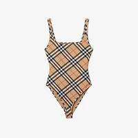 Check Swimsuit in Sand - Women | Burberry® Official