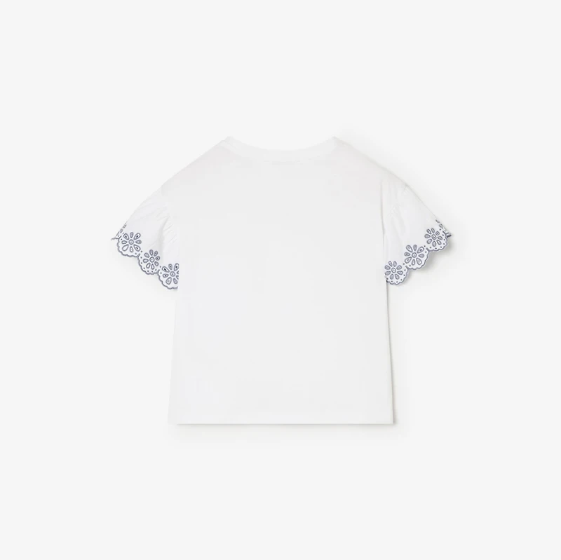 Broderie Anglaise Cotton T-shirt in White | Burberry® Official