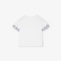 Broderie Anglaise Cotton T-shirt in White | Burberry® Official