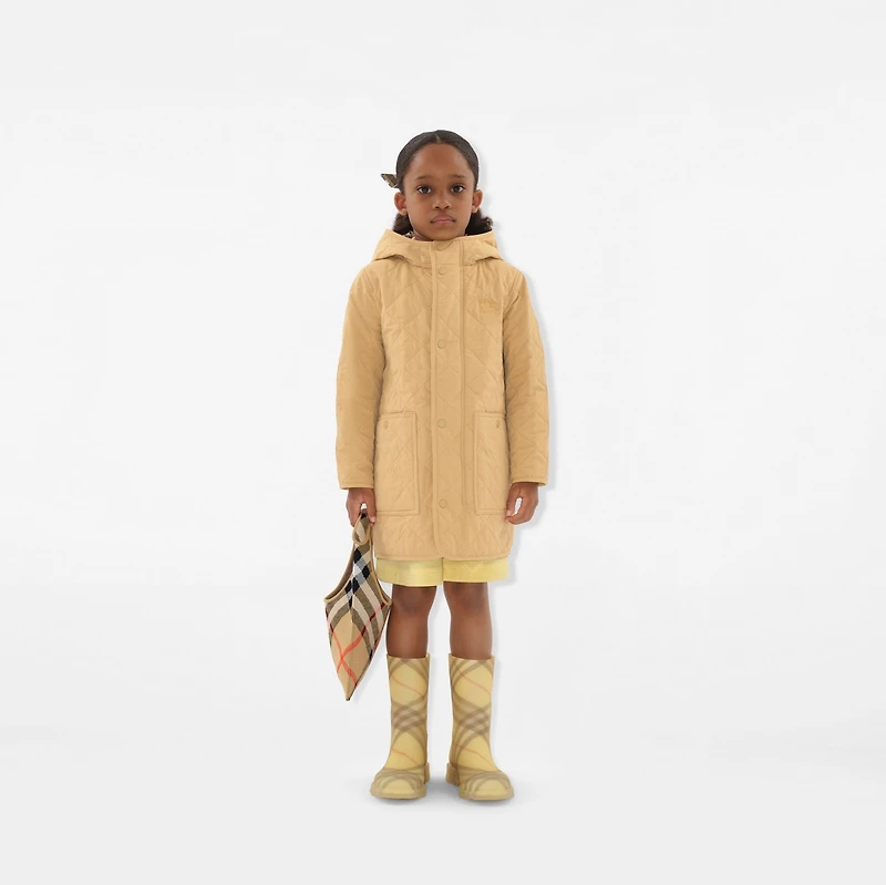 Quilted Nylon Hooded Coat in Buff | Burberry® Official