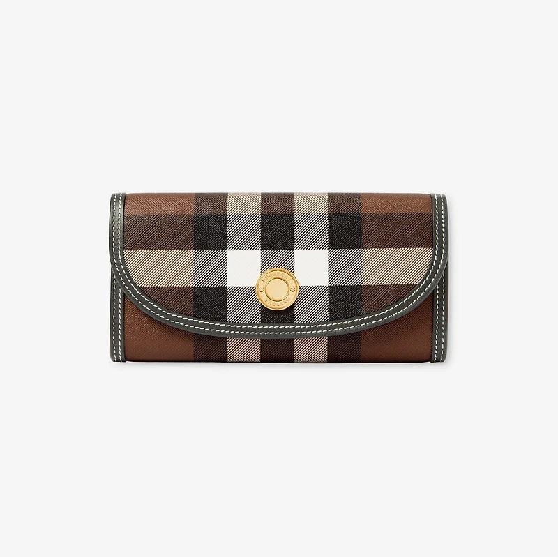 Check Continental Wallet in Dark birch brown