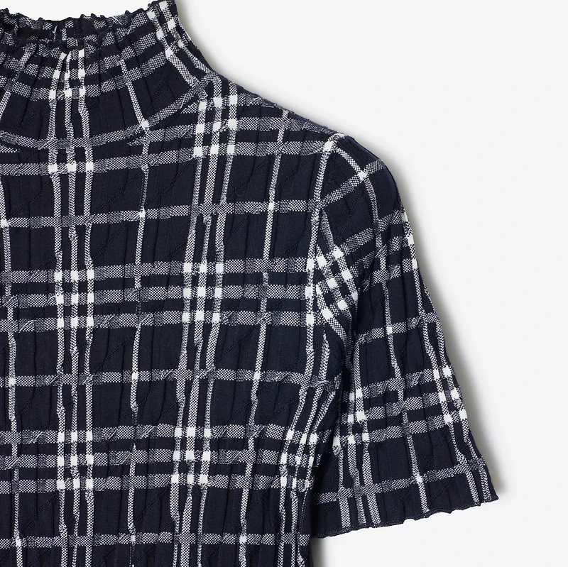 Check Wool Blend Dress in Ink/chalk - Women | Burberry® Official