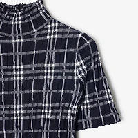Check Wool Blend Dress in Ink/chalk - Women | Burberry® Official