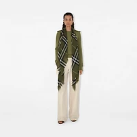 Wide Check Wool Scarf in Pea | Burberry® Official