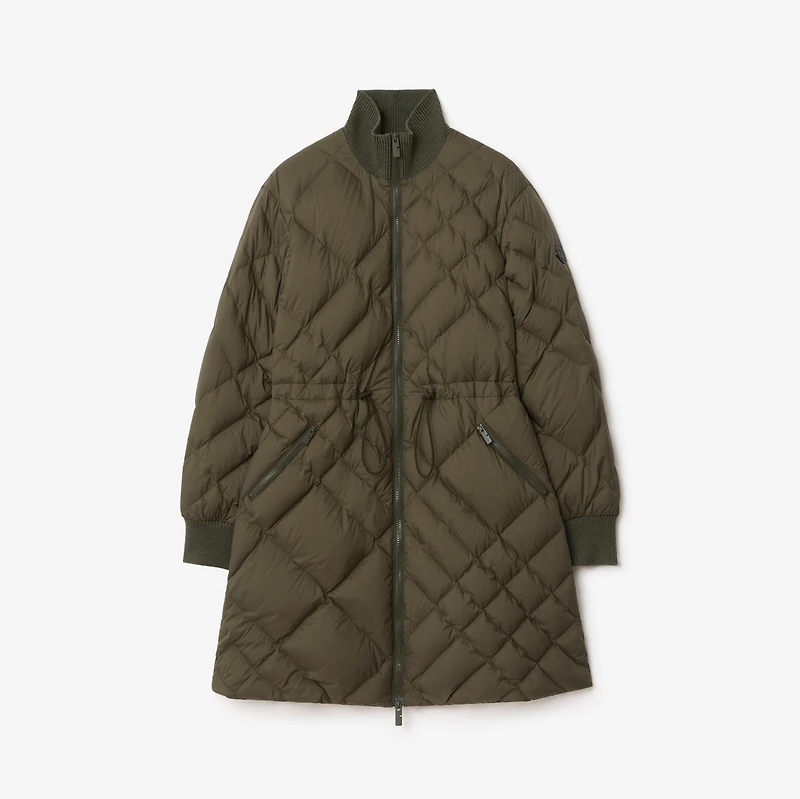 Check-stitch Nylon Danesbury Puffer Coat in Marsh green - Women | Burberry® Official