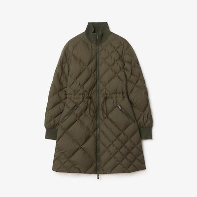 Check-stitch Nylon Danesbury Puffer Coat in Marsh green - Women | Burberry® Official