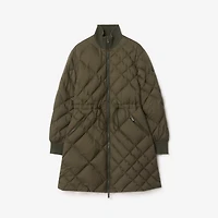 Check-stitch Nylon Danesbury Puffer Coat in Marsh green - Women | Burberry® Official