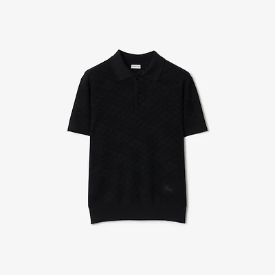 Check Wool Polo Shirt in Black - Men | Burberry® Official