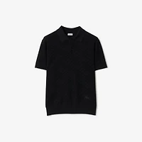 Check Wool Polo Shirt in Black - Men | Burberry® Official
