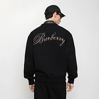 Check Cursive Logo Cotton Sweatshirt in Black - Men | Burberry® Official