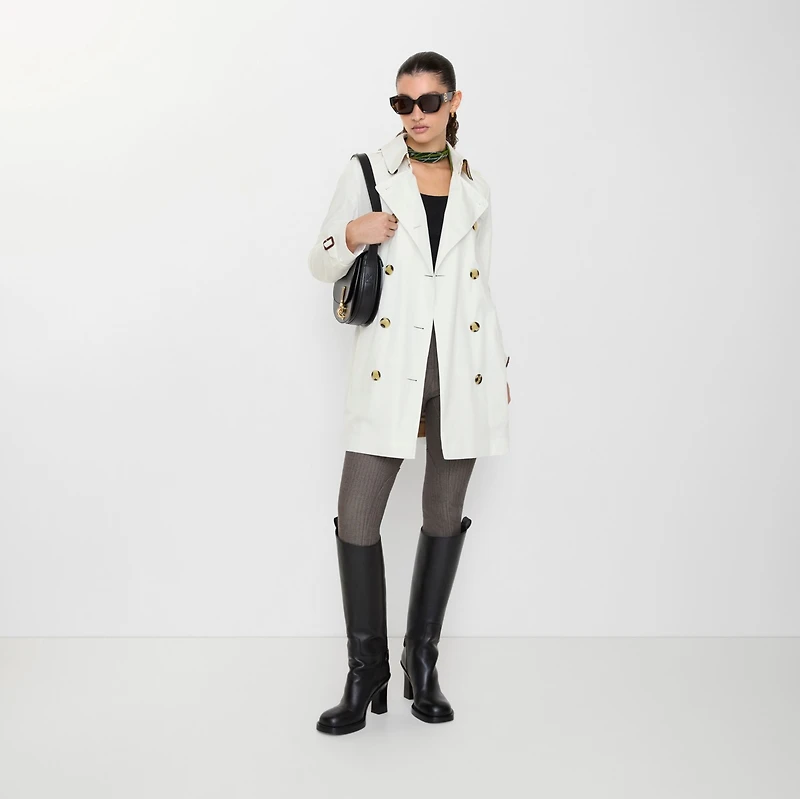 Short Tropical Gabardine Kensington Trench Coat in Cotton white - Women, Cotton Gabardine | Burberry® Official